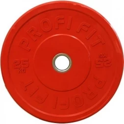Диск для штанги каучуковый, красный, PROFI-FIT D-51, 25 кг, фото 1