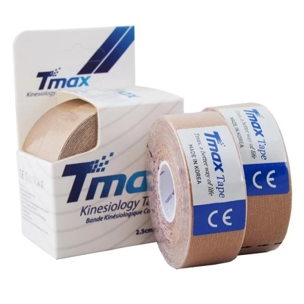 Тейп кинезиологический Tmax Extra Sticky Biege (2,5 см x 5 м), уп. 2 шт, арт. 423815, телесный, фото 1