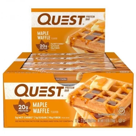 Протеиновые батончики Quest Bar Maple Waffle (Вафли с кленовым сиропом), 12 шт, фото 1