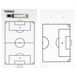 Тактическая доска для футбола &quot;TORRES&quot;, маркерная, с зажимом для листов и маркера, 40х24 см, фото 1