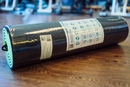 Коврик для йоги 10 мм двухслойный TPE черно-зеленый, фото 4