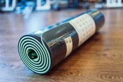 Коврик для йоги 10 мм двухслойный TPE черно-зеленый, фото 7