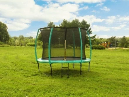 Батут с защитной сеткой (лестница в комплекте) Diamond Fitness Black Edition 8ft (244 см), фото 2