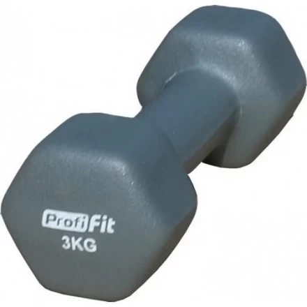 Гантель в виниловой оболочке PROFI-FIT 3 кг, форма шестигранник, серый, фото 3