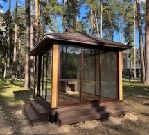 Застекленная беседка АННЭТ с барбекю