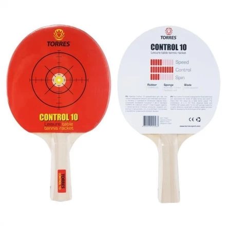 Ракетка для н/т TORRES Control 10, арт.TT0001, для начинающих, накладка 1,5 мм, конич. ручка, фото 1