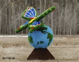 Топиари композиция бабочка Лайза на земном шаре, H=150 см - газон Eco, фото 6