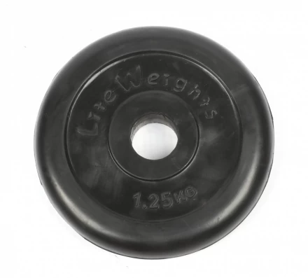Диск обрезиненный Lite Weights 2471LW 26мм 1,25кг, черный, фото 1