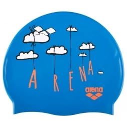 Шапочка для плавания &quot;ARENA Print  Jr&quot;, детская, сине-оранжевый, принт &quot;Облака&quot;