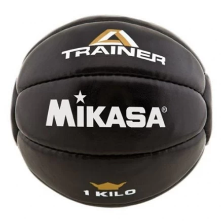 Медбол &quot;MIKASA&quot;, 1 кг, синт. кожа (полиуретан), диам. 15 см, наполнитель-металлический песок, черный, фото 1