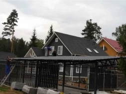 Двускатный навес с металлочерепицей, фото 2