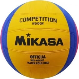 Мяч для водного поло  &quot;MIKASA  W6600W&quot; р.5, муж, резина, вес 400-450гр. дл. окр 68-71см, жел-син-роз