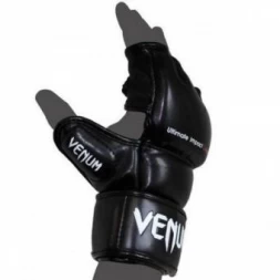 Перчатки ММА Venum Impact MMA Gloves - Skintex Leather Black, фото 2