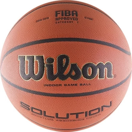 Мяч баскетбольный WILSON Solution, размер 7, FIBA Approved, микрофибра, бутиловая камера, коричневый., фото 1