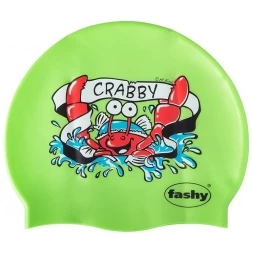 Шапочка для плавания детская &quot;FASHY Silicone Cap Printed&quot;, принт &quot;крабы&quot;, салатовый
