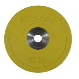 Диск бампированный обрезиненный цветной FOREMAN FM/BM-15KG-YL (15 кг)