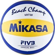 Мяч вол. пляжн. &quot;MIKASA VXT30&quot;,мягкая синт.кожа (ПУ),маш.сш.,10 пан, бут.кам,нейлон.к,бел-син-желт