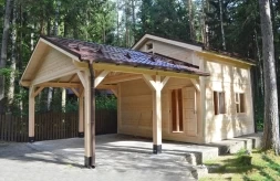 Деревянный навес для машин с хозблоком ЛОЦМАН Базовая комплектация, фото 1