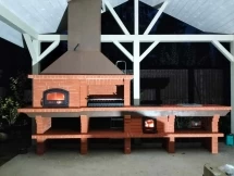 Печь Аристократ 750 Прямоугольный кирпич микс коричневого с желтым
