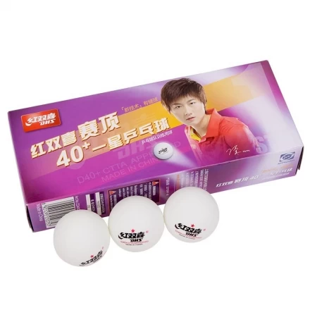 Мяч для наст. тенниса DHS 1* (DUAL), арт.CD40C, диам.40+, пластик, CTTA Appr., упак.10 шт, белый, фото 1