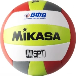 Мяч вол. пляжн. &quot;MIKASA VXS-BFL&quot;, р.5, синт.кожа(ТПУ),лого ВФВ,18 пан.,маш.сш,бут.кам,зел-сер-красн, фото 2