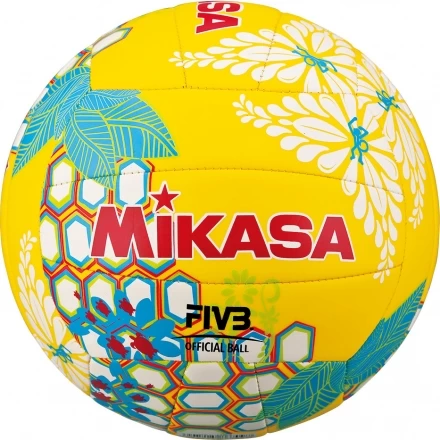 Мяч вол. пляжн. &quot;MIKASA VXS-HS 3&quot;,р.5,синт.кожа(ТПУ),лого ВФВ,18 пан.,маш.сш,бут.кам,желт-бело-бир, фото 1