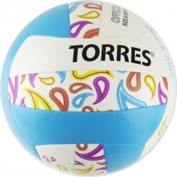 Мяч вол. пляжн. &quot;TORRES Beach Sand Blue&quot; арт.V32095B, р.5, синт.кожа (ТПУ),маш.сш,бут.к,бел-голуб, фото 1