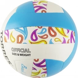 Мяч вол. пляжн. &quot;TORRES Beach Sand Blue&quot; арт.V32095B, р.5, синт.кожа (ТПУ),маш.сш,бут.к,бел-голуб, фото 3