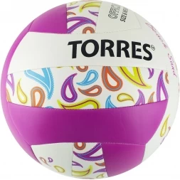 Мяч вол. пляжн. &quot;TORRES Beach Sand Pink&quot; арт.V32085B, р.5, синт.кожа (ТПУ),маш.сш,бут.кам,бел-роз, фото 1