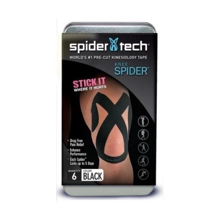 Тейп преднарезанный для колена SpiderTech, 6 шт., фото 1