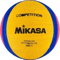 Мяч для водного поло &quot;MIKASA&quot;, резина, юношеский, размер 3, дл. окр. 61-63см, желто-сине-розовый