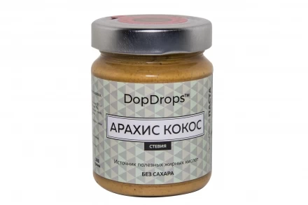 Арахисово-кокосовая паста со стевией, в стекле, 265г, фото 2