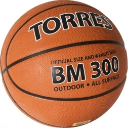 Мяч баск. &quot;TORRES BM300&quot; арт.B02015, р.5, резина, нейлон. корд, бут. камера, темнооранж-черн, фото 2