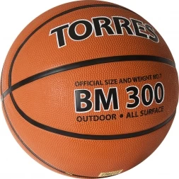 Мяч баск. &quot;TORRES BM300&quot; арт.B02017, р.7, резина, нейлон. корд, бут. камера, темнооранж-черн, фото 2