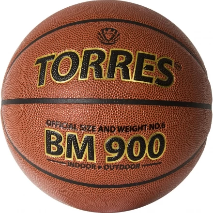 Мяч баск. &quot;TORRES BM900&quot; арт.B32036, р.6, ПУ-композит, нейлон. корд, бутил. камера, темнооранж-черн, фото 1