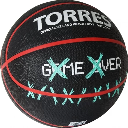 Мяч баск. &quot;TORRES Game Over&quot; B02217, р.7, резина, нейлон. корд, бут. кам., черный, фото 2
