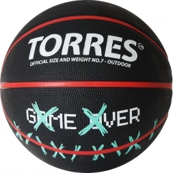 Мяч баск. &quot;TORRES Game Over&quot; B02217, р.7, резина, нейлон. корд, бут. кам., черный, фото 1