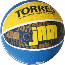 Мяч баск. &quot;TORRES Jam&quot; арт.B02047, р.7, резина, нейлон. корд, бут. кам., син-желт-голубой, фото 2