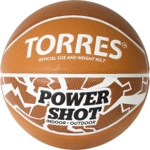 Мяч баск. &quot;TORRES Power Shot&quot; арт.B32087, р.7, 8 пан., ПУ, нейлон.корд,бут.кам, оранжево-белый