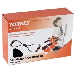 Эспандер &quot;TORRES эластичный&quot;, диаметр жгута 14 мм, мягкие, эргономичные ручки, черно-оранжевый, фото 2