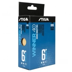 Мяч для настольного тенниса Stiga Winner ABS 2**, диам. 40+ мм, пластик, цвет оранжевый, в упаковке 6 шт.