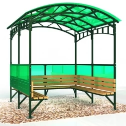 Беседка с лавочками-курилка с частично закрытыми стенками, фото 1