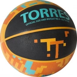 Мяч баск. &quot;TORRES TT&quot; арт. B02125,  р.5, резина, нейлон. корд, бут. кам., черный-мультиколор, фото 2