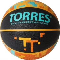 Мяч баск. &quot;TORRES TT&quot; арт. B02125,  р.5, резина, нейлон. корд, бут. кам., черный-мультиколор, фото 1
