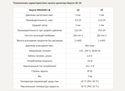 Дозирующий насос Bayrol LB 10, фото 3