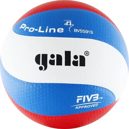 Мяч вол. &quot;GALA Pro-Line 10 FIVB&quot; арт.BV5591S, р. 5,FIVB Appr,синт.к. ПУ Microfiber,клеен,бел-гол-кра, фото 1