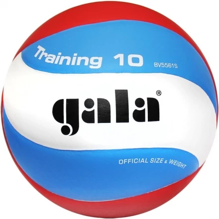 Мяч вол. &quot;GALA Training 10&quot; арт. BV5561S, р. 5, синт. кожа ПУ, клееный, бут. кам, бел-гол-красн, фото 1