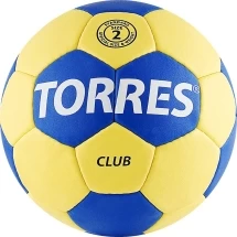 Мяч ганд. &quot;TORRES Club&quot; арт.H30042, р.2, ПУ, 5 подкл. слоев, сине-желтый