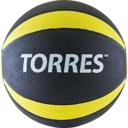 Медбол &quot;TORRES 1 кг&quot;, арт.AL00221, резина,  диаметр 19,5 см, черно-желто-белый