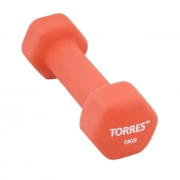 Гантель &quot;TORRES 1 кг&quot;, металл в неопреновой оболочке, форма шестигранник, красный, фото 1